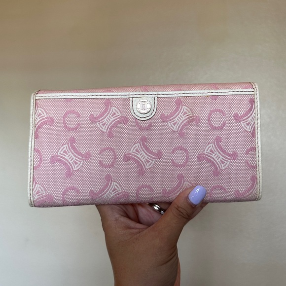 Celine Triomphe Canvas Wallet in Pink - Picture 3 of 16
